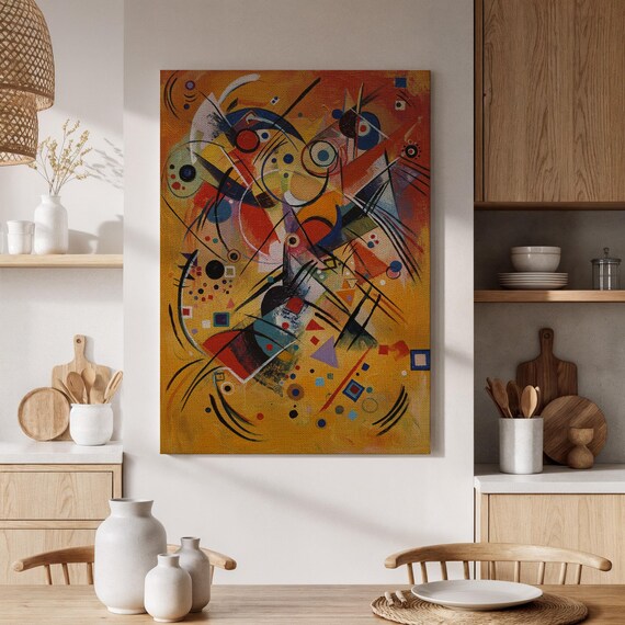 Framed Abstract Art Canvas Print Vibrant Colorful Geometric Painting Modern Contemporary Wall For Living Room Or Office Decor