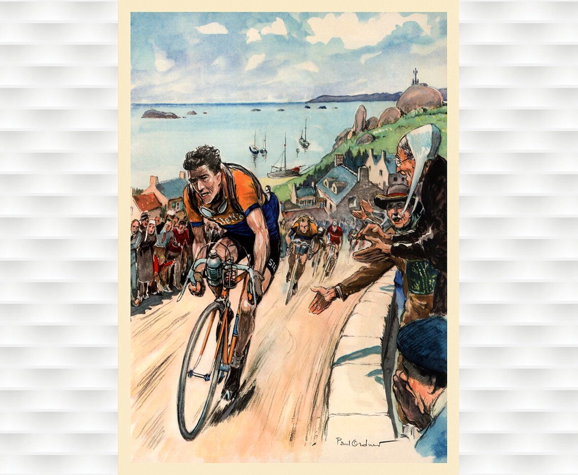 Paul Ordner Seaside Village Road Cycling Race Vintage Poster