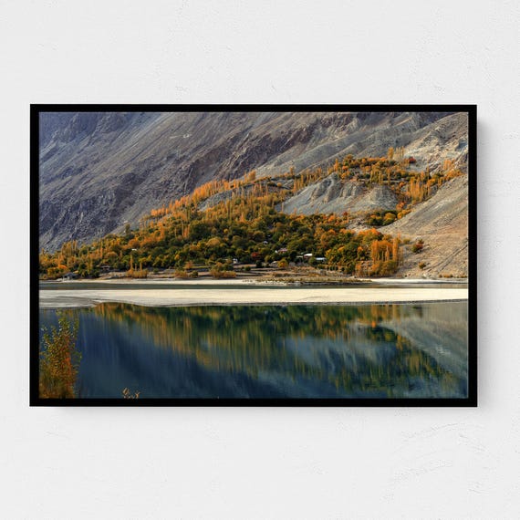 Autumn Lake Perfect Mirror Reflection Mountains Landscape Poster