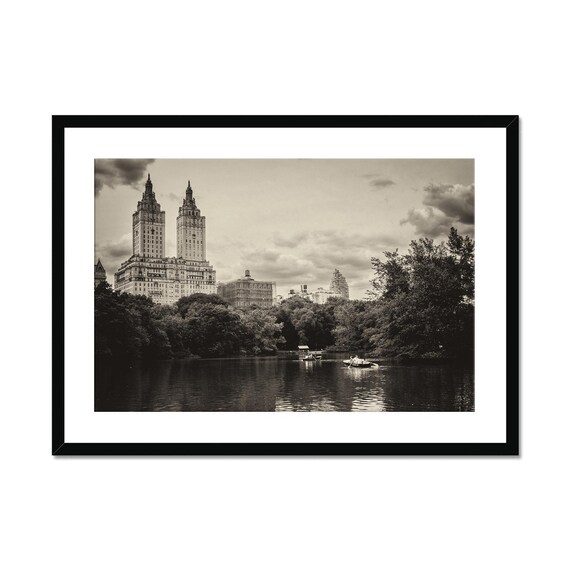 Central Park Lake San Remo Towers Vintage Sepia NYC Photo Poster