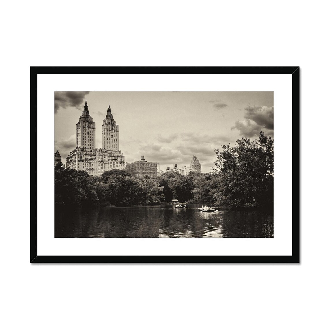 Central Park Lake San Remo Towers Vintage Sepia NYC Photo Poster