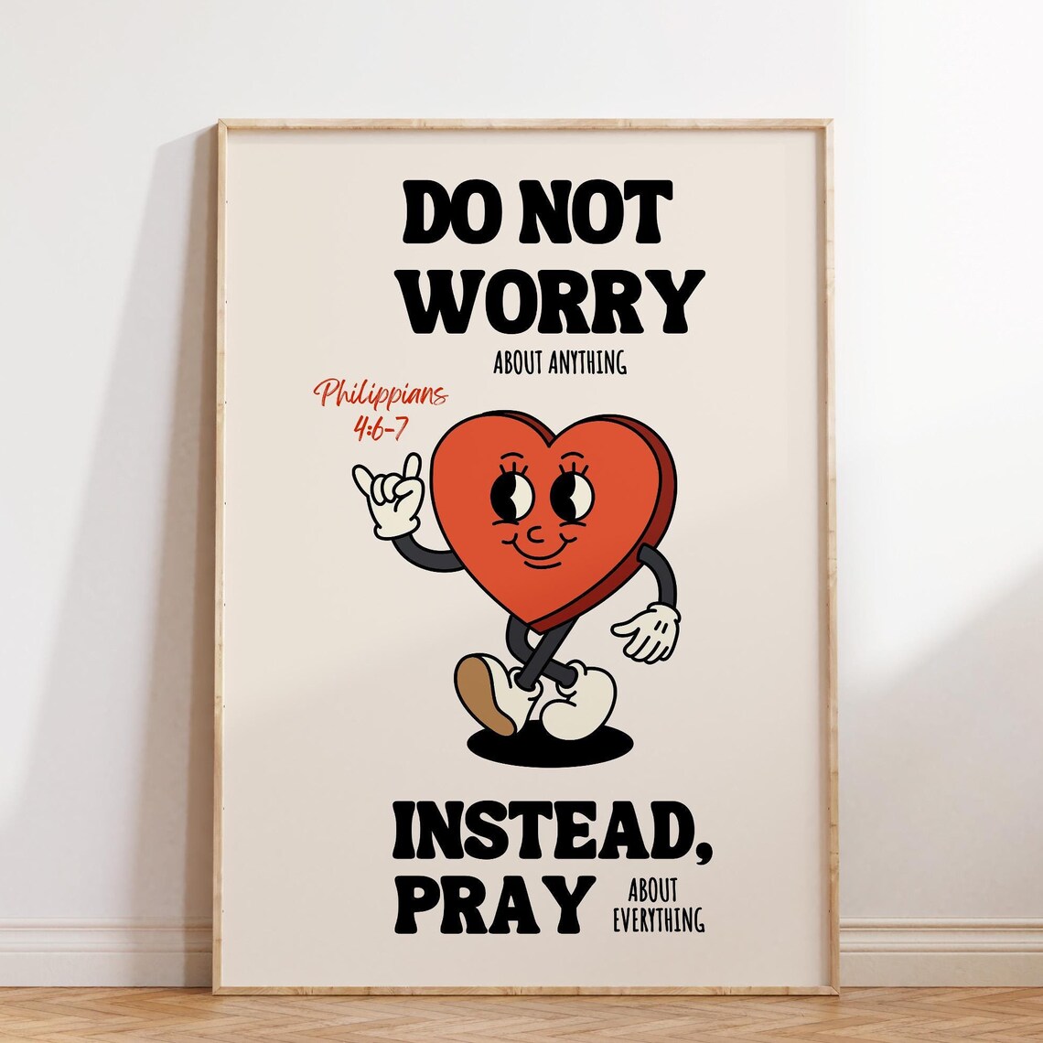 Philippians 4:6-7 Retro Bible Verse Art Print