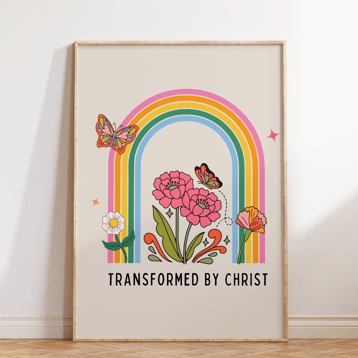 Retro Christian Scripture Wall Art Poster, Gift for Christians