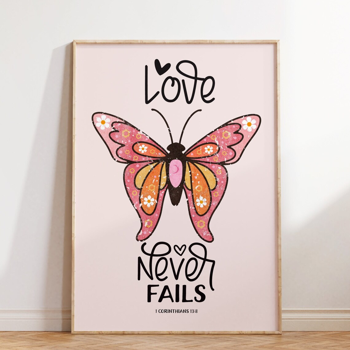 Retro Corinthians Christian Poster, Love Scripture Print