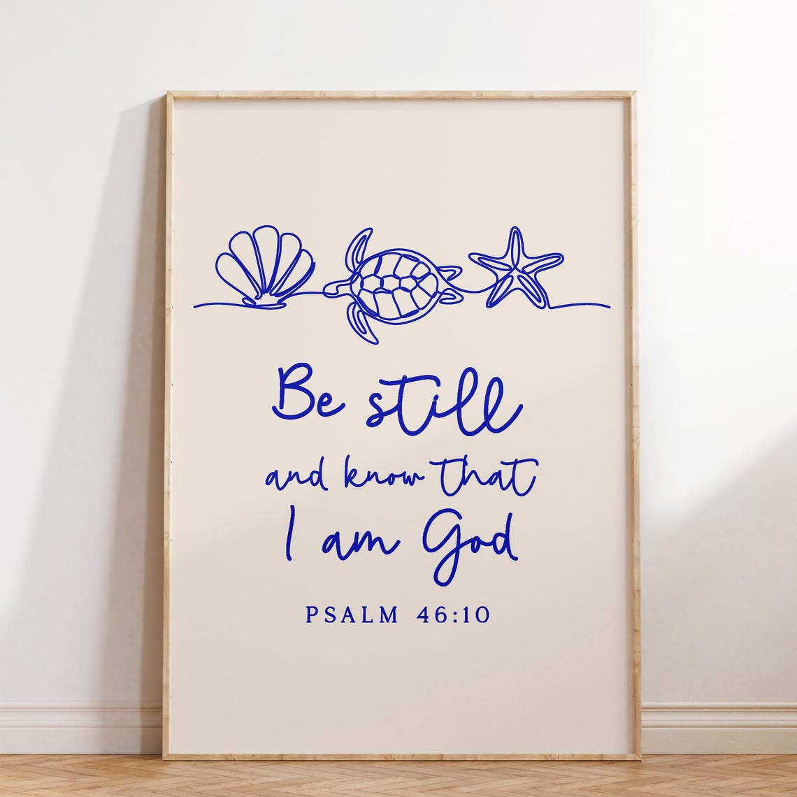 Psalm 4610 Print Costal Wall Art Nautical Christian Poster Bible Verse Blue Poster Dorm Decor Gift For Christians