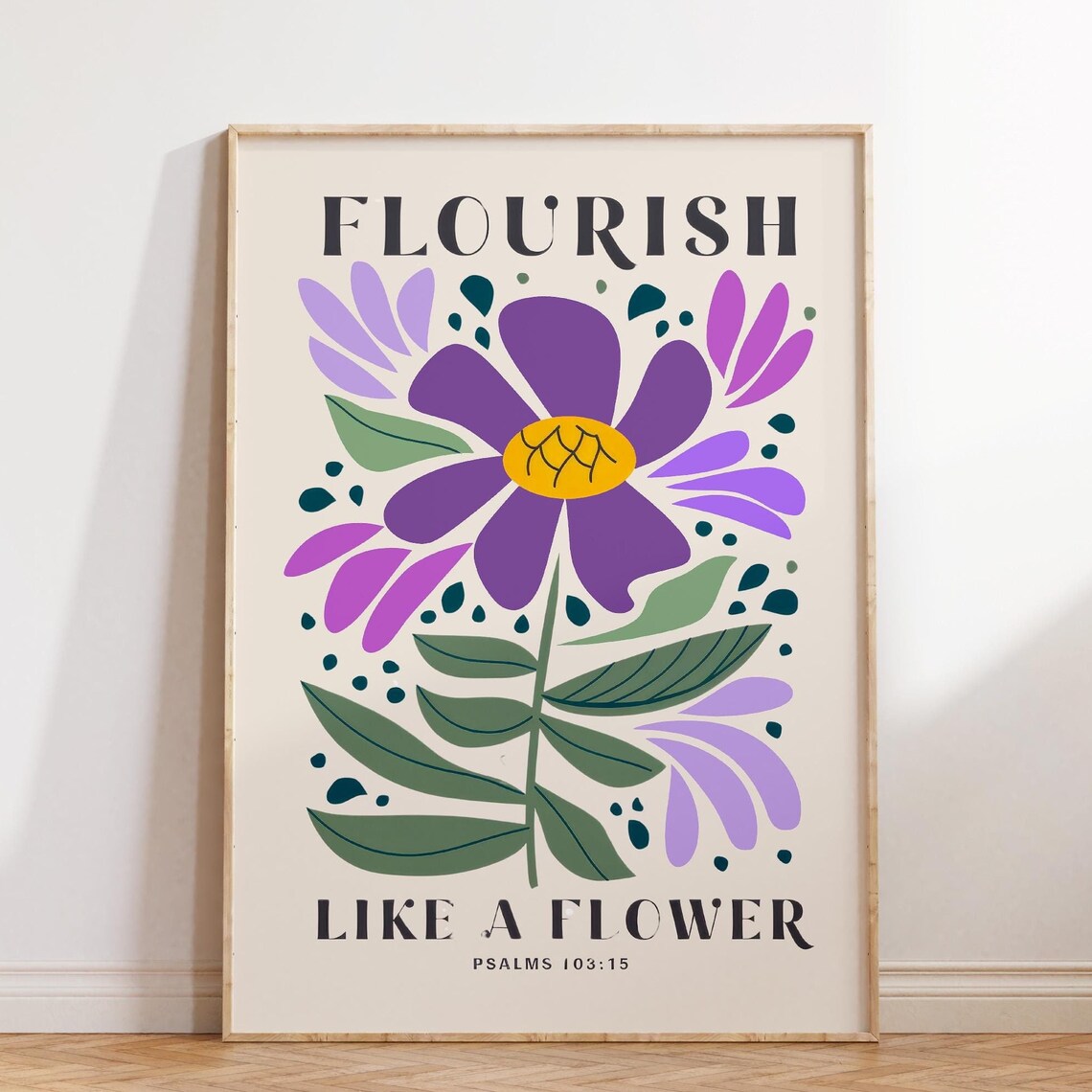 Psalm Print, Christian Floral Scripture Art Poster - Image 4
