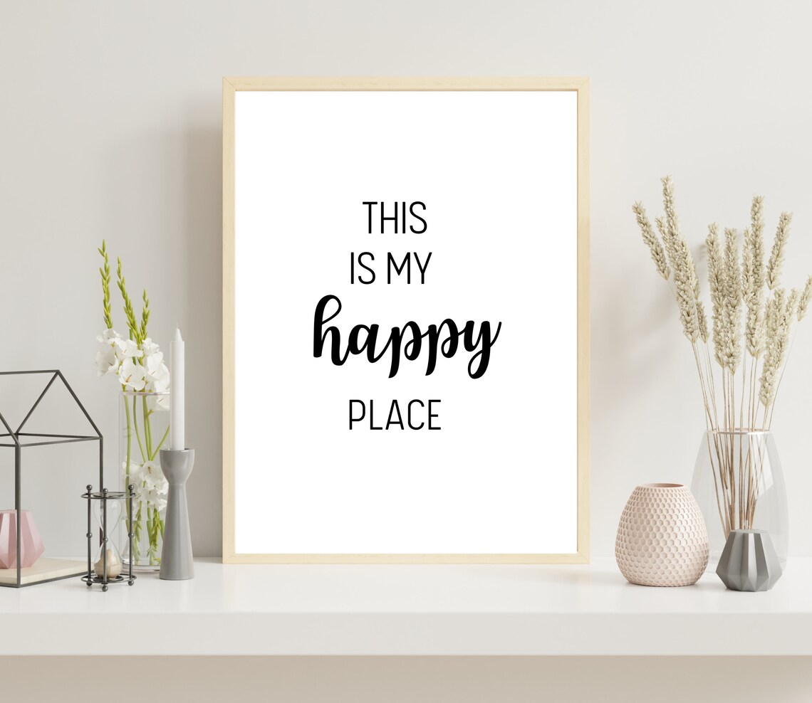 This Is My Happy Place Cozy Mixed Font Minimalist Home Poster