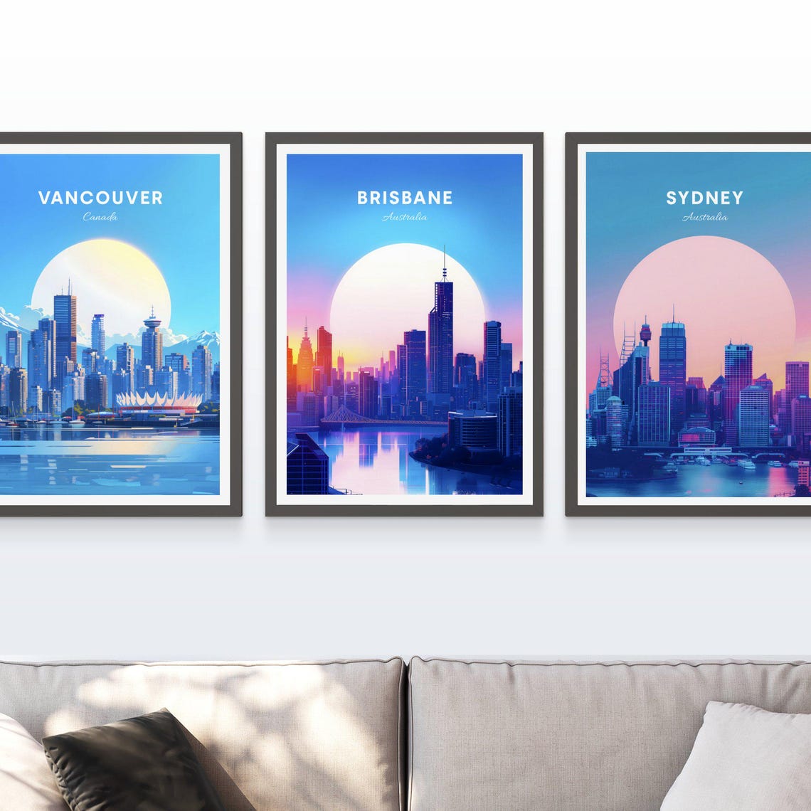 Brisbane Australia Skyline Big Sun Story Bridge River View Poster - Image 3