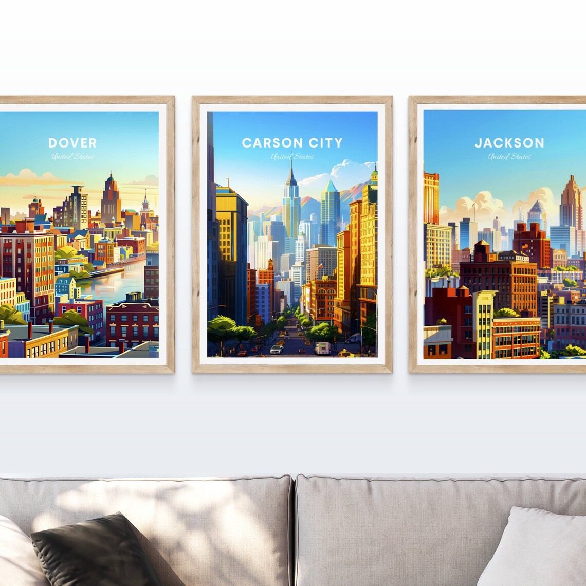 Carson City Sunlit Downtown Skyscrapers Street View Travel Poster - Image 3