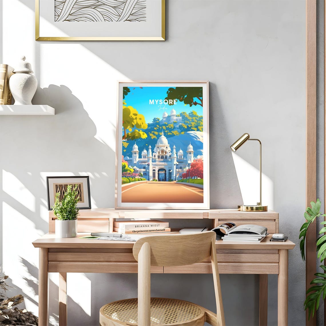 Mysore India White Hill Palace Domes Scenic View Travel Poster - Image 4