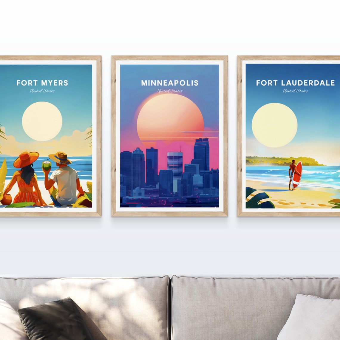 Minneapolis Minnesota Skyline Giant Sunset Sun Cityscape Poster - Image 4