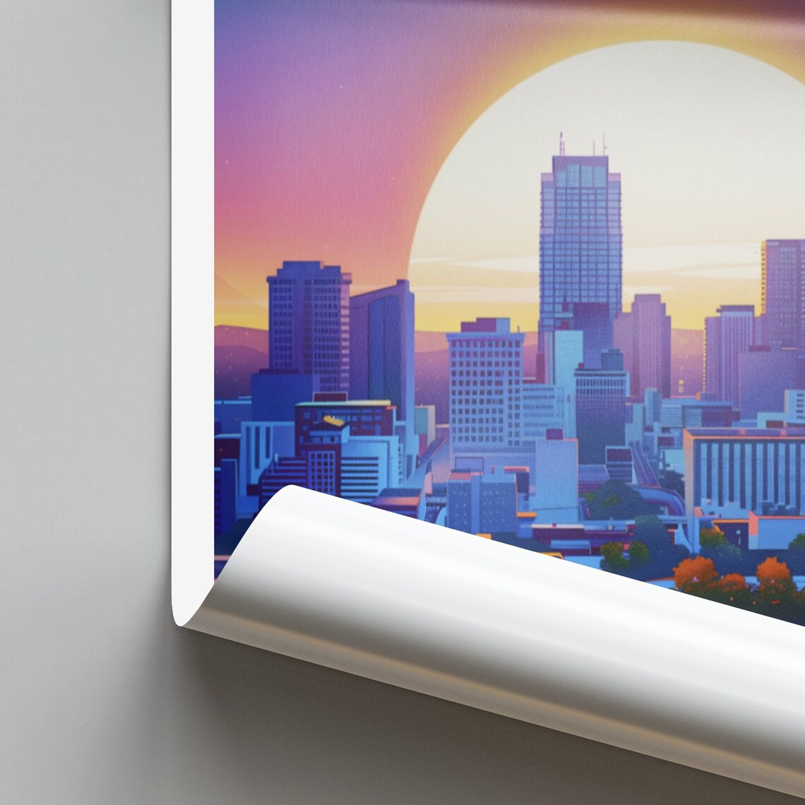 Little Rock Giant Sunrise Rising Bright Behind the Skyline Poster - Image 2