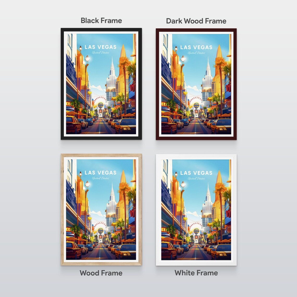 Las Vegas Nevada Daytime Boulevard Towers Wheel Scene Poster - Image 2