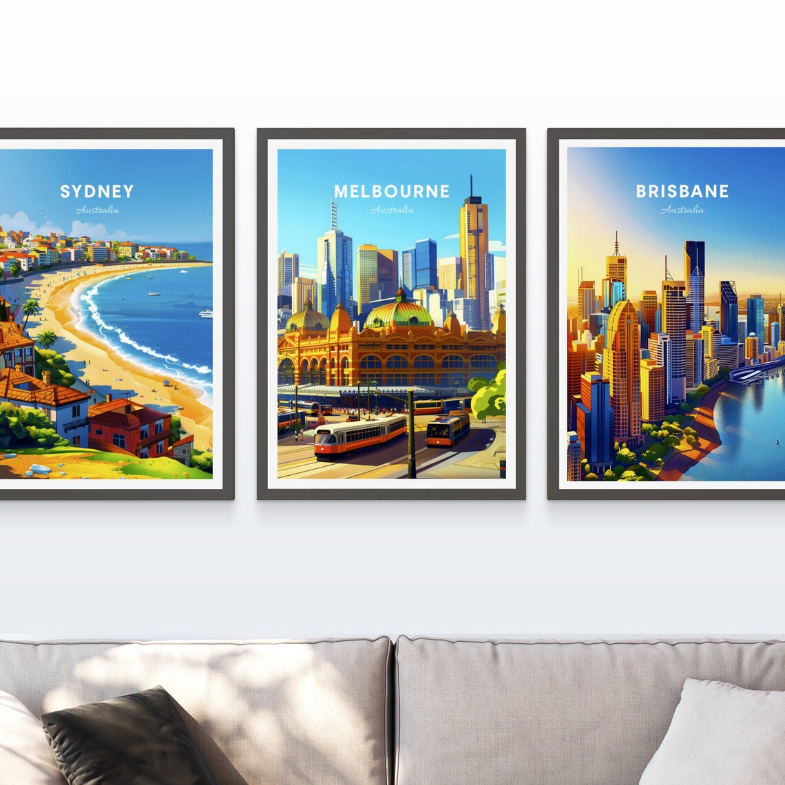 Melbourne Australia Flinders Street Station Skyline Travel Poster - Image 3