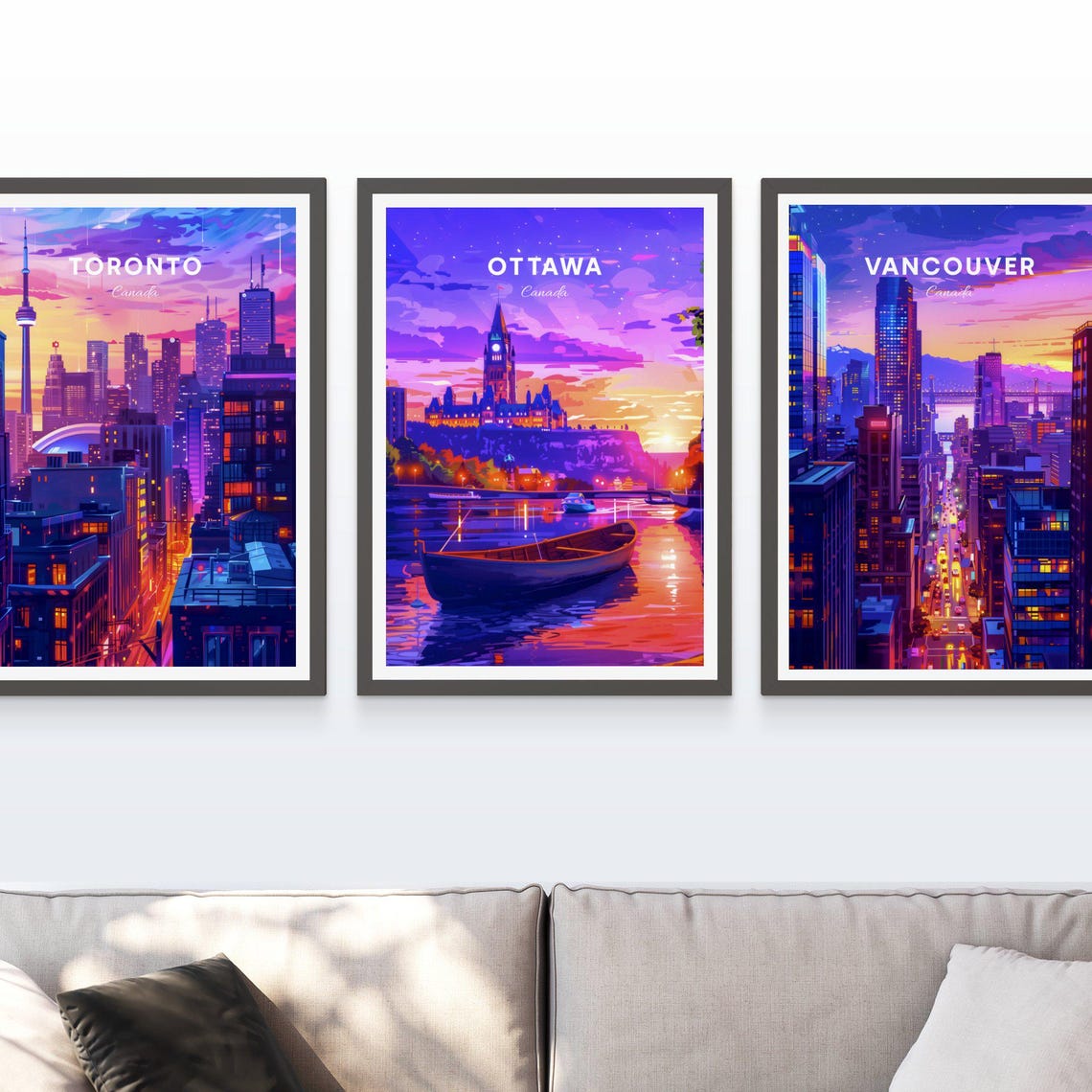 Ottawa Canada Parliament Hill Sunset Purple Sky Boat Travel Poster - Image 4
