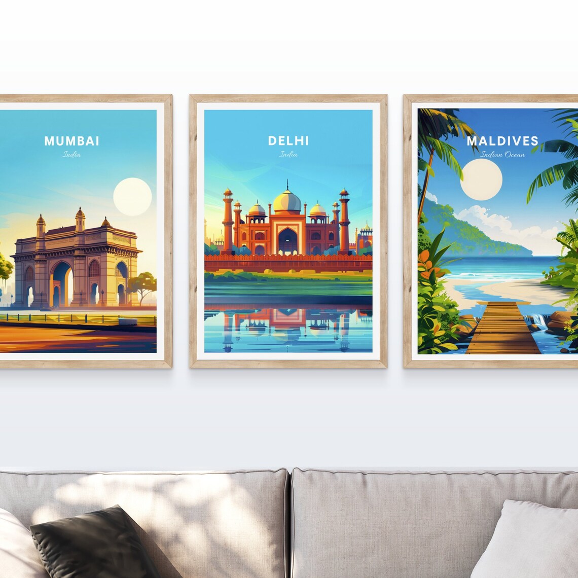Delhi India Taj Mahal Water Reflection Vintage Travel Poster - Image 4