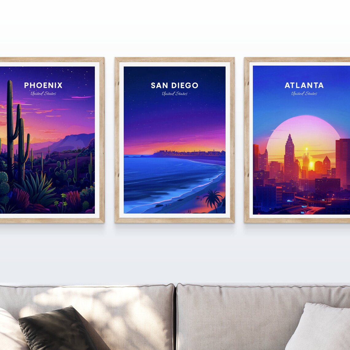 San Diego California Vintage Ocean Sunset Beach Travel Poster - Image 4