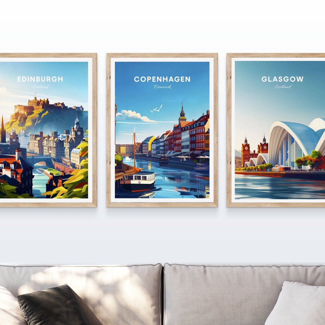 Copenhagen Denmark Nyhavn Canal Boats Seagull Sky Travel Poster - Image 4