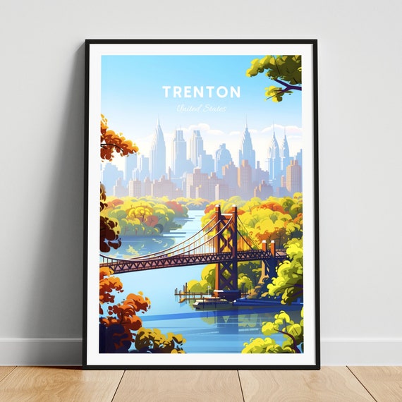 Trenton Travel Print Us Travel Poster Trenton Poster Trenton New Jersey Poster Personalized Gift Wedding Gift Custom Text