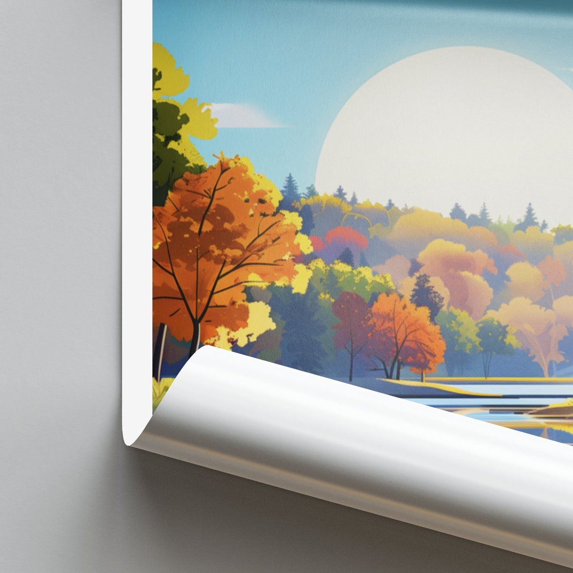 Augusta United States Autumn Lake Mirror Fall Foliage Travel Poster - Image 2