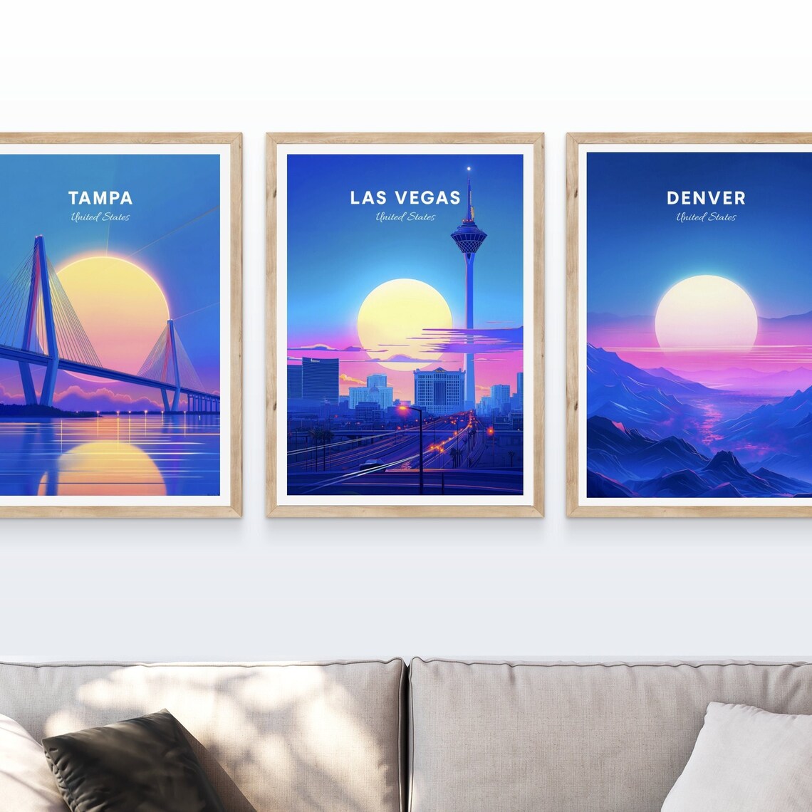 Las Vegas Stratosphere Tower Night Skyline City Lights Travel Poster - Image 4
