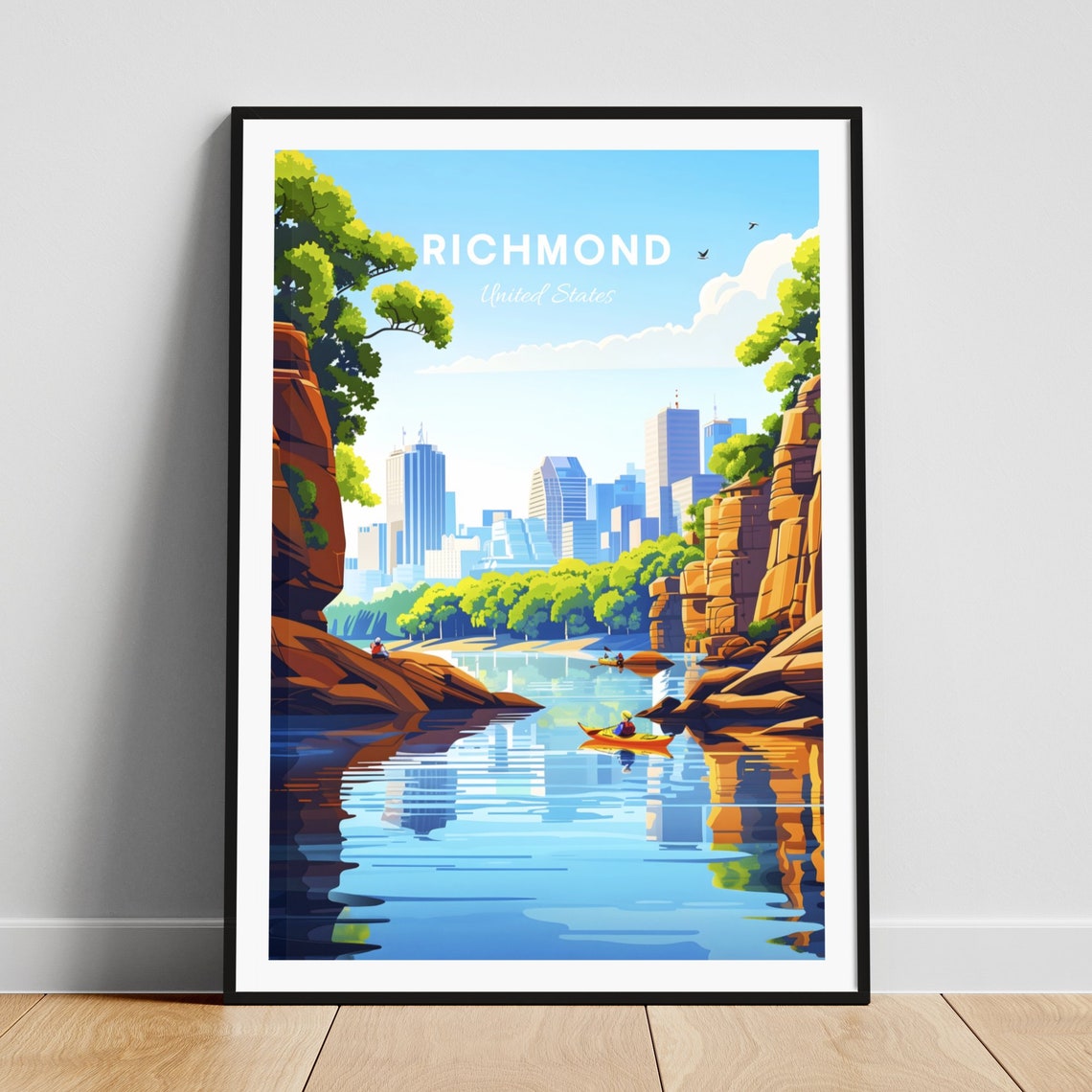 Richmond River Canyon Kayak Daytime Skyline View Travel Poster