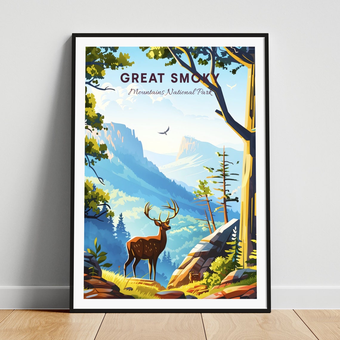 Great Smoky Mountains Elk Ridge National Park Travel Art Poster