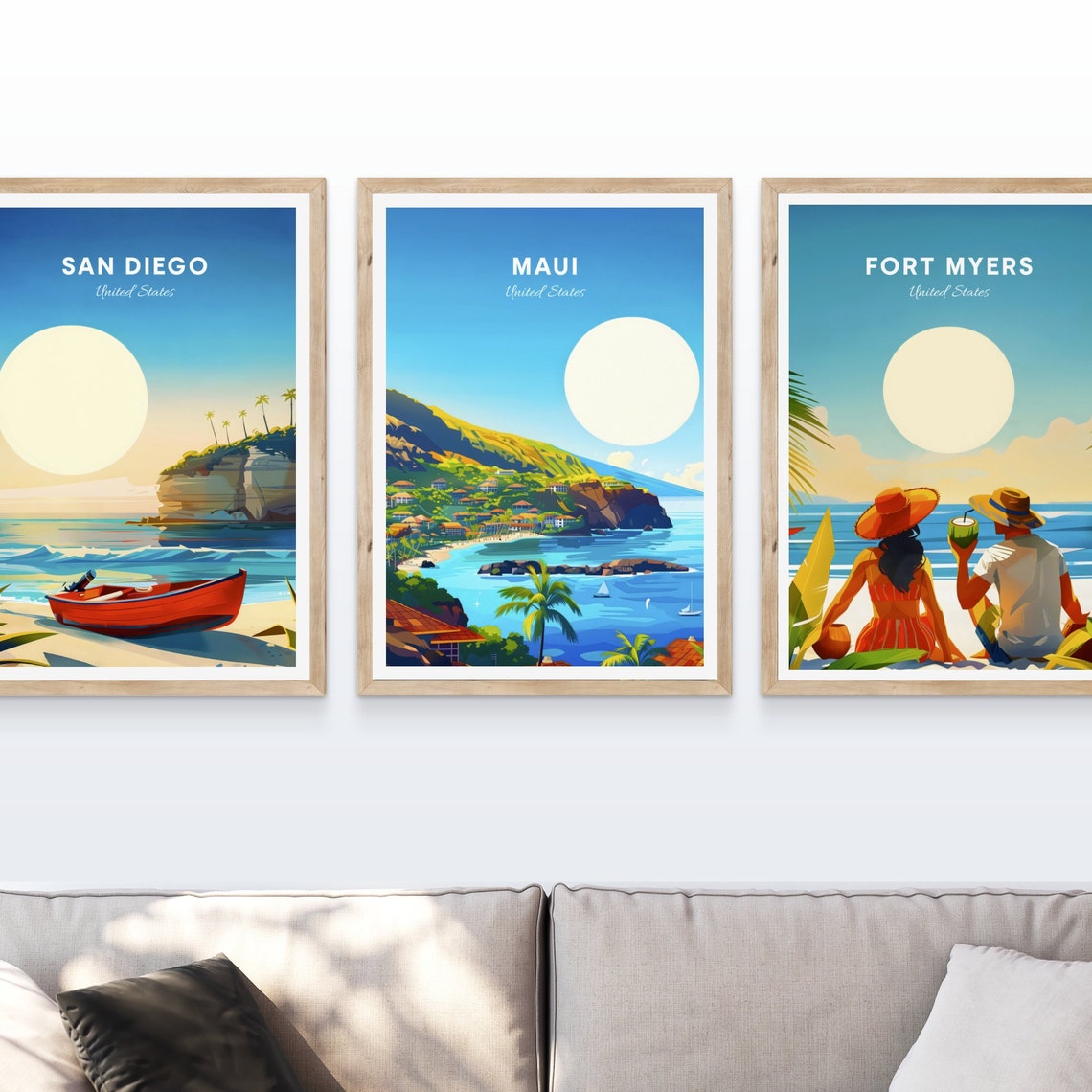 Maui Hawaii Hillside Resort Town Overlooking the Bay Travel Poster - Image 4