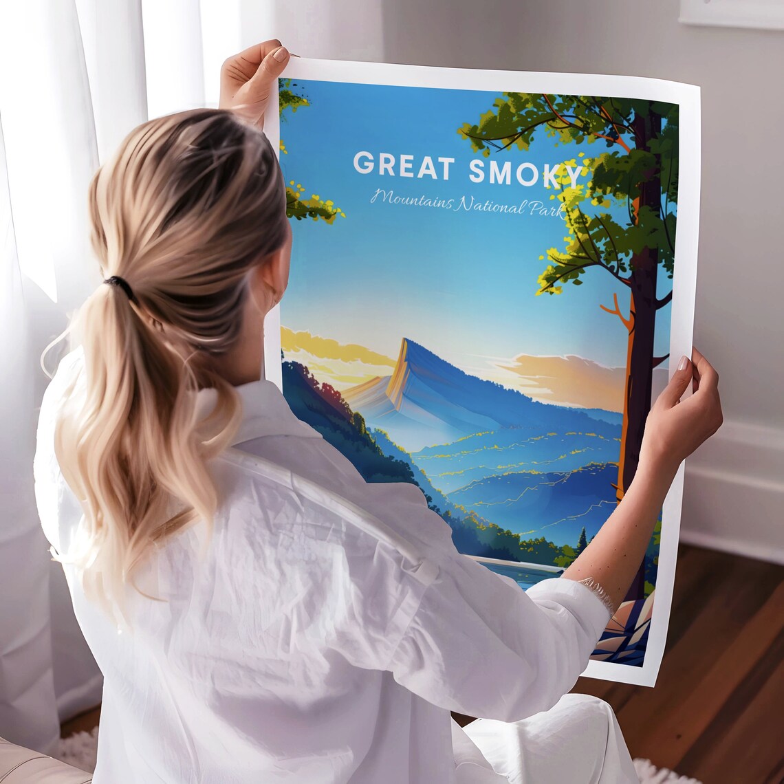 Great Smoky Mountains Lakeside Tent Camp Sunrise Lake Poster - Image 3