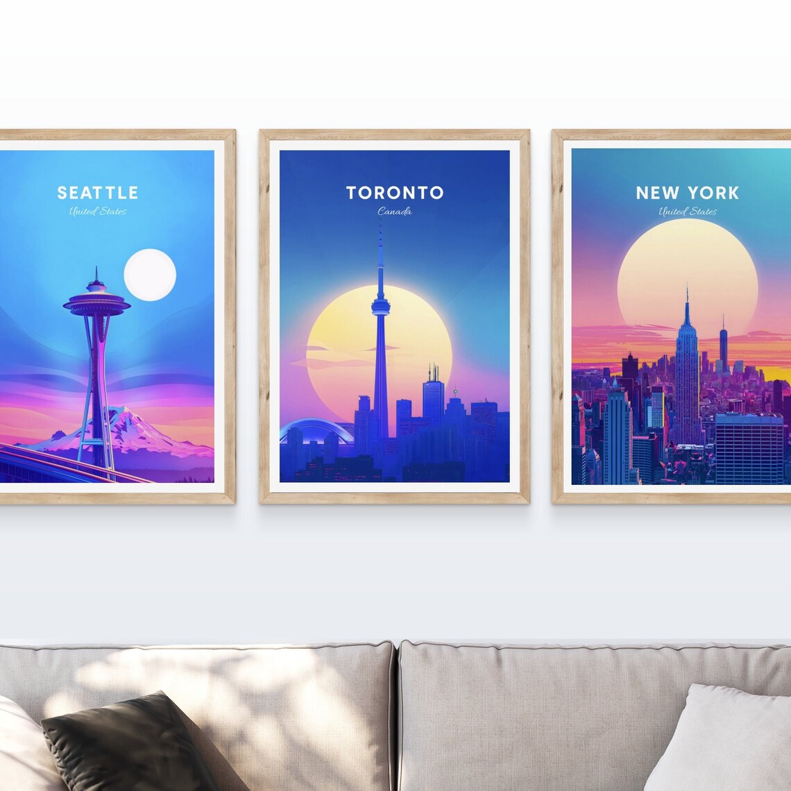 Toronto Canada CN Tower Golden Sunset Skyline Silhouette Travel Poster - Image 4