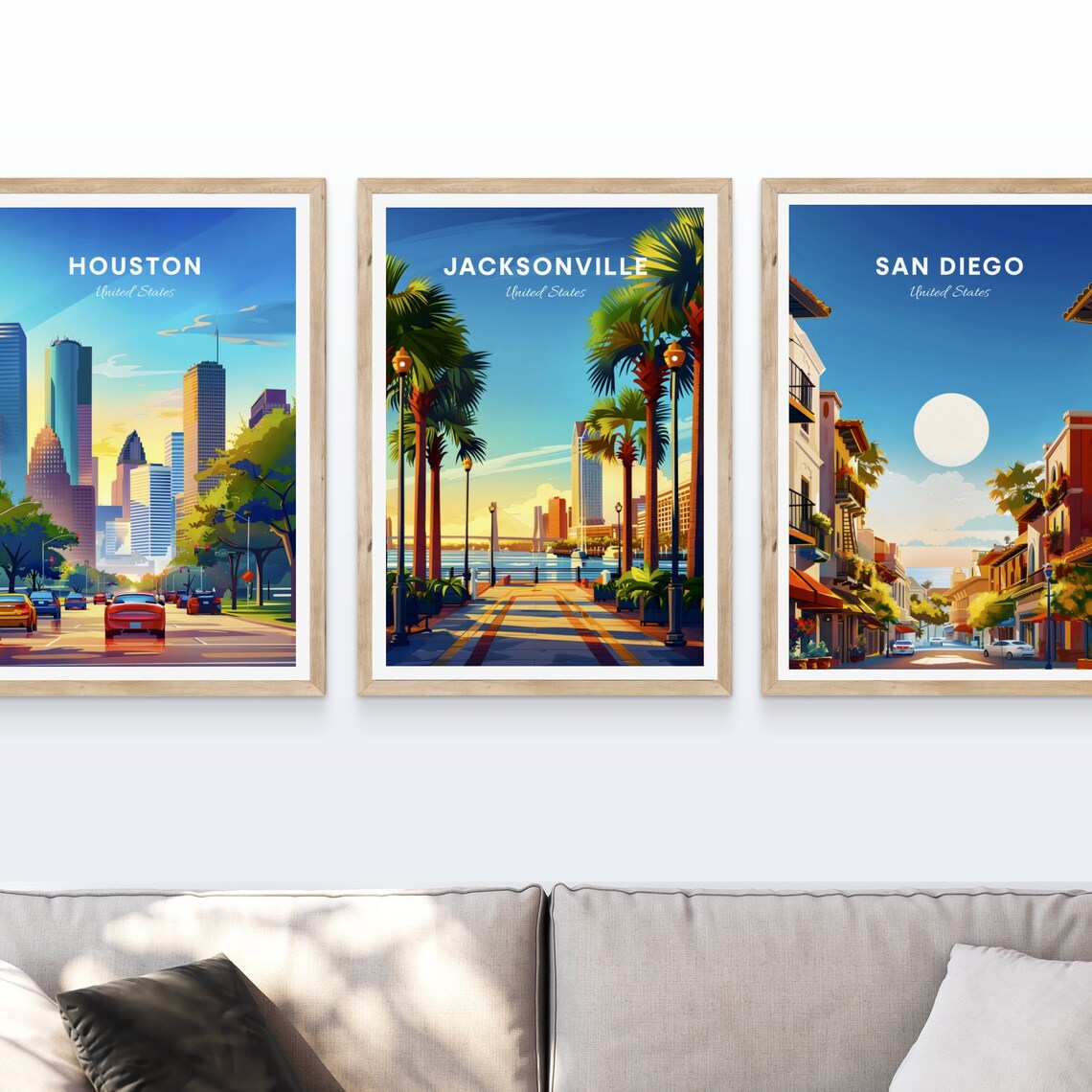 Jacksonville Florida Riverwalk Promenade at Sunset Travel Poster - Image 4