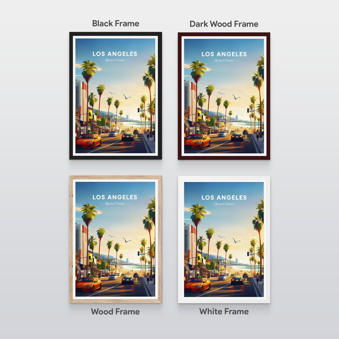 Los Angeles California Palm Tree Beach Boulevard Vintage Travel Poster - Image 2