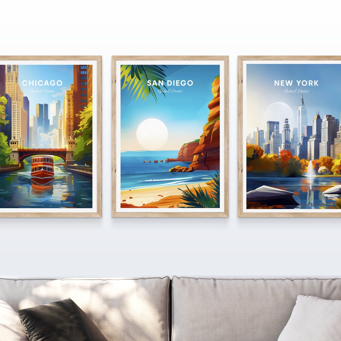 San Diego California Rocky Cliff Beach Cove Ocean Sunset Travel Poster - Image 4
