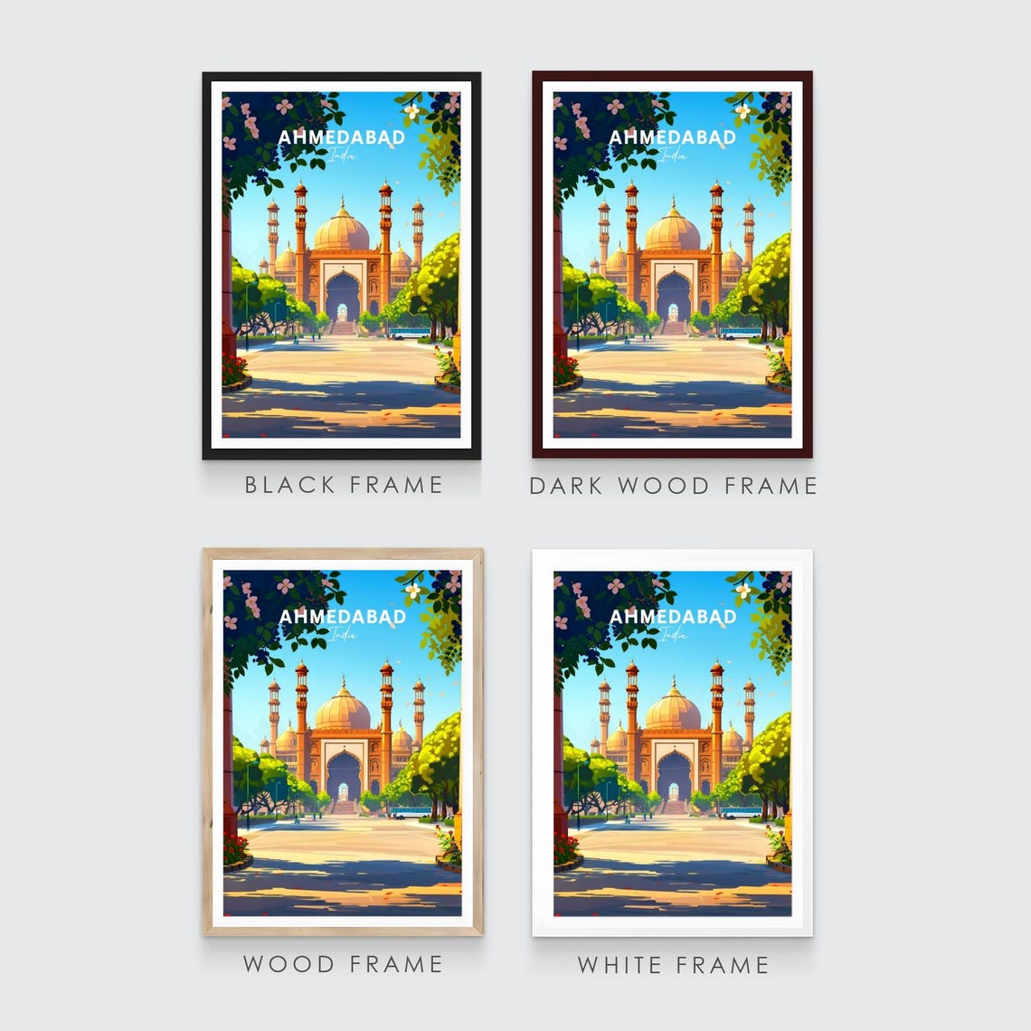 Ahmedabad India Historic Mosque Domes in Sunny Morning Light Poster - Image 3