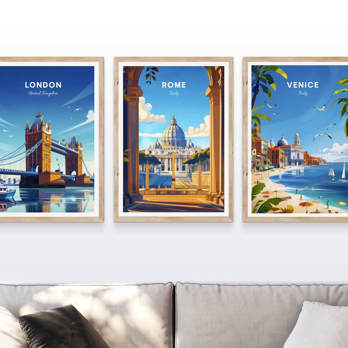 Rome Italy St Peters Basilica Colonnade Archway View Travel Poster - Image 3