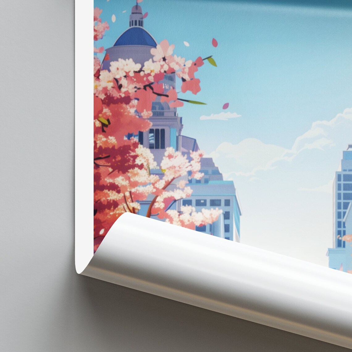 Madison Spring Blossom Poster: Cherry Trees Lining a Downtown Street - Image 2