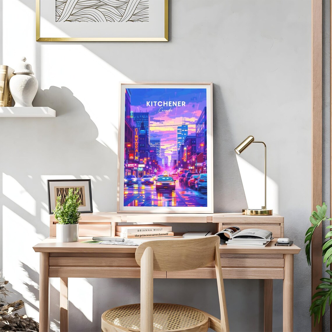 Kitchener Canada Neon Night Street Signs Vivid Traffic Glow Poster - Image 4