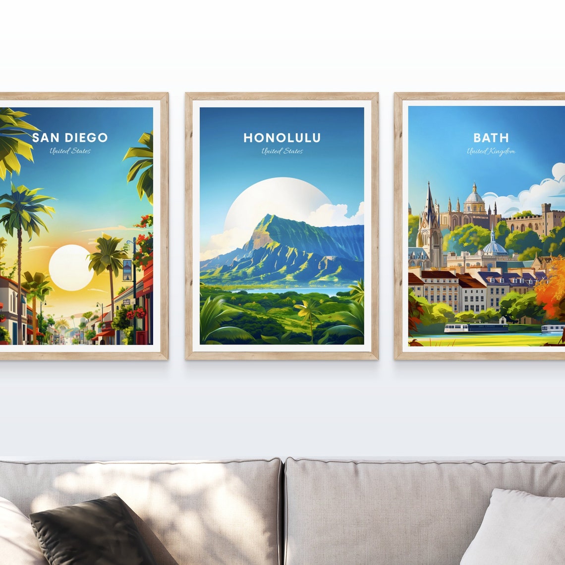 Honolulu Hawaii Lush Volcanic Mountain Valley at Sunrise Travel Poster - Image 4