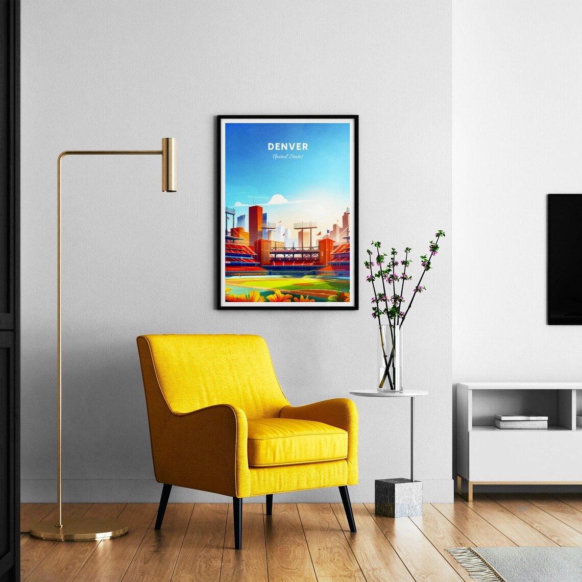 Denver Colorado Ballpark Red Seats Green Field Sunny Day Travel Poster - Image 3