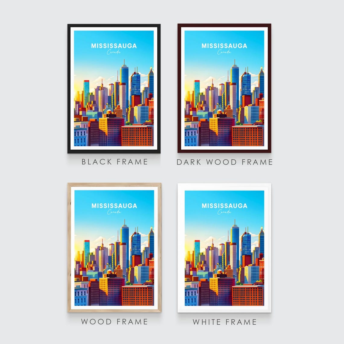 Mississauga Canada Colorful City Skyline Skyscraper Art Poster - Image 3