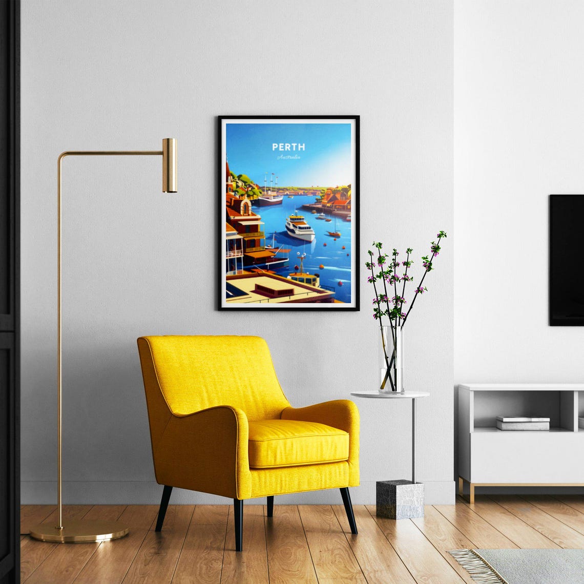 Perth Australia Scenic Waterfront Harbor Marina Travel Poster - Image 2
