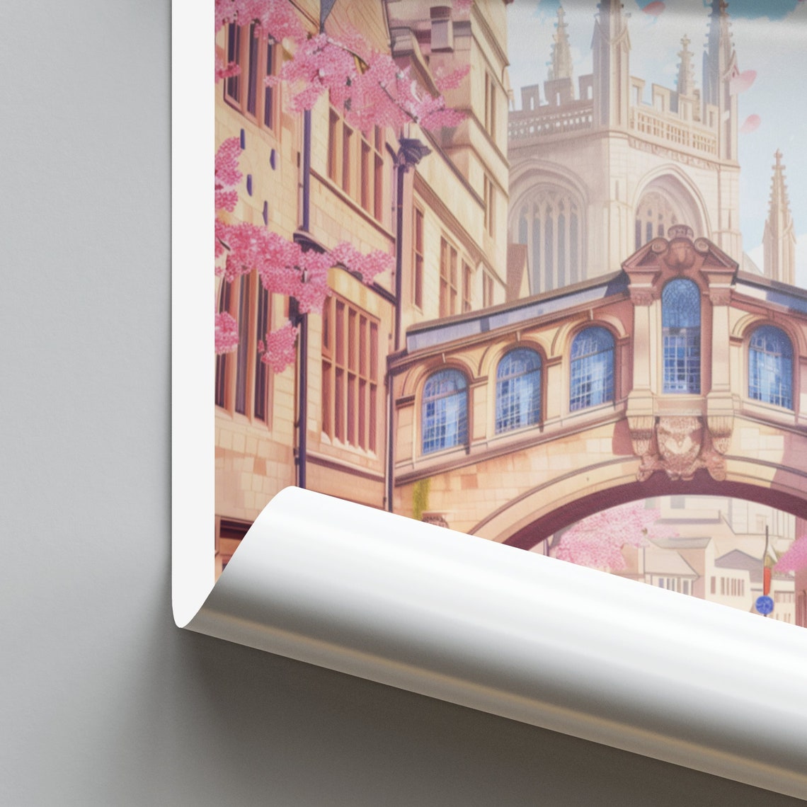 Oxford Travel Print United Kingdom Wall Art Bridge Of Sighs Oxford Poster Oxfordshire Poster Personalized Gift Custom Text - Image 2
