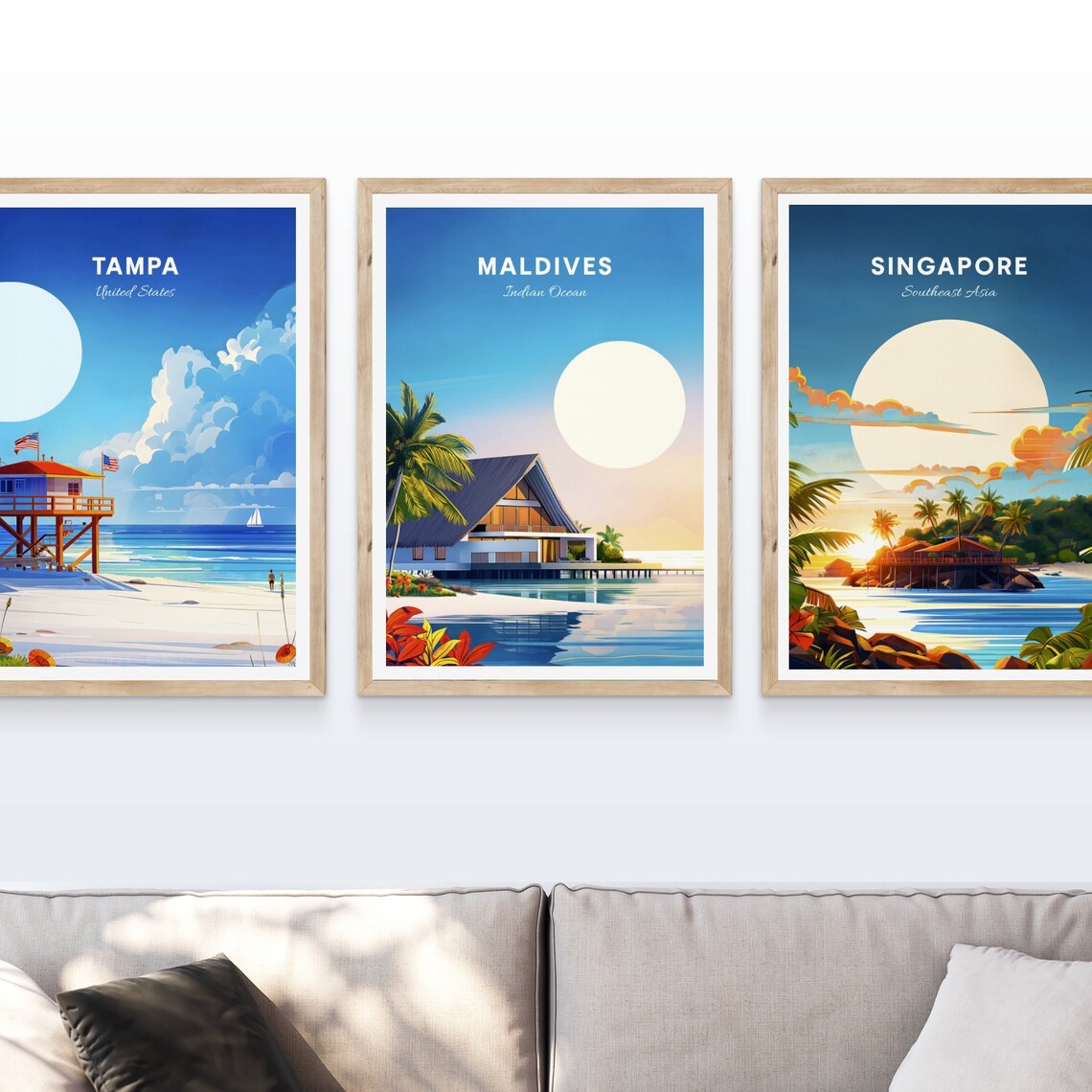 Maldives Indian Ocean Overwater Villa Sunrise Lagoon Travel Poster - Image 4