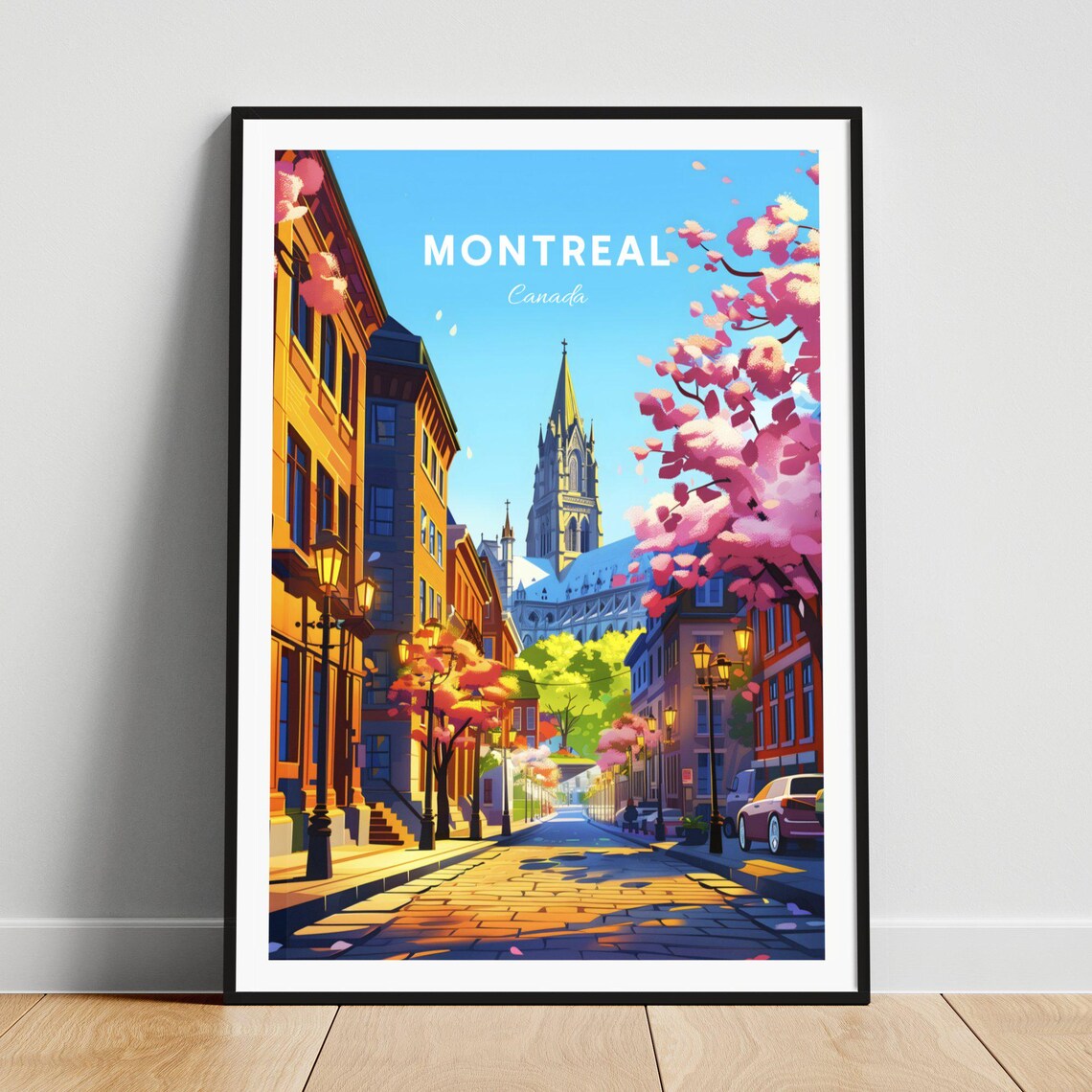 Montreal Canada Historic Old Town Street in Spring Blossom Poster