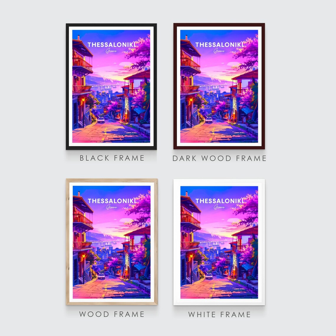Thessaloniki Greece Sunset Street Bay Pink Sky View Art Poster - Image 3