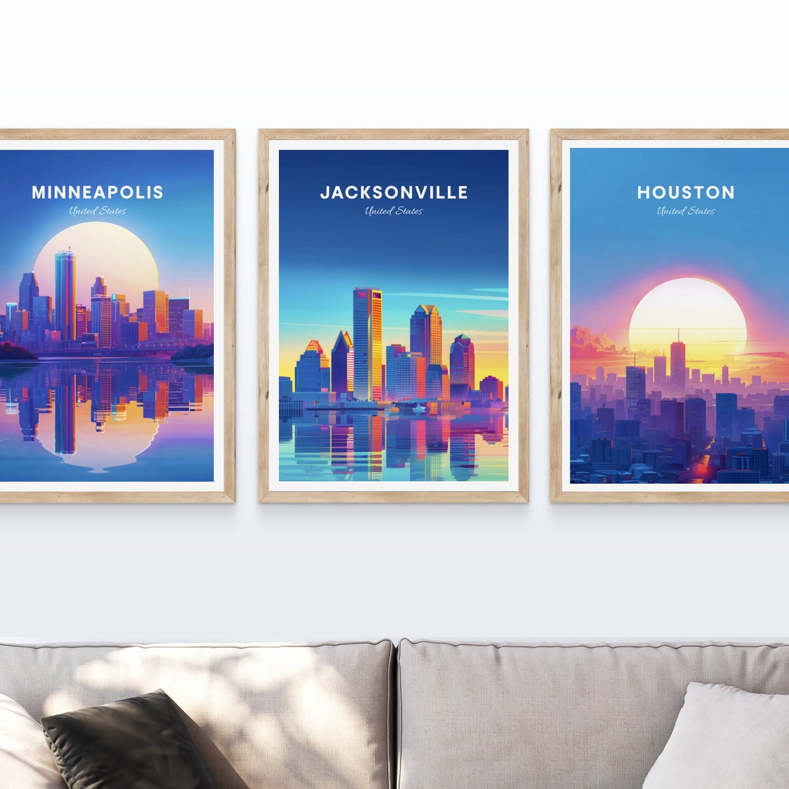 Jacksonville Florida Sunrise Skyline Reflected in River Poster - Image 4