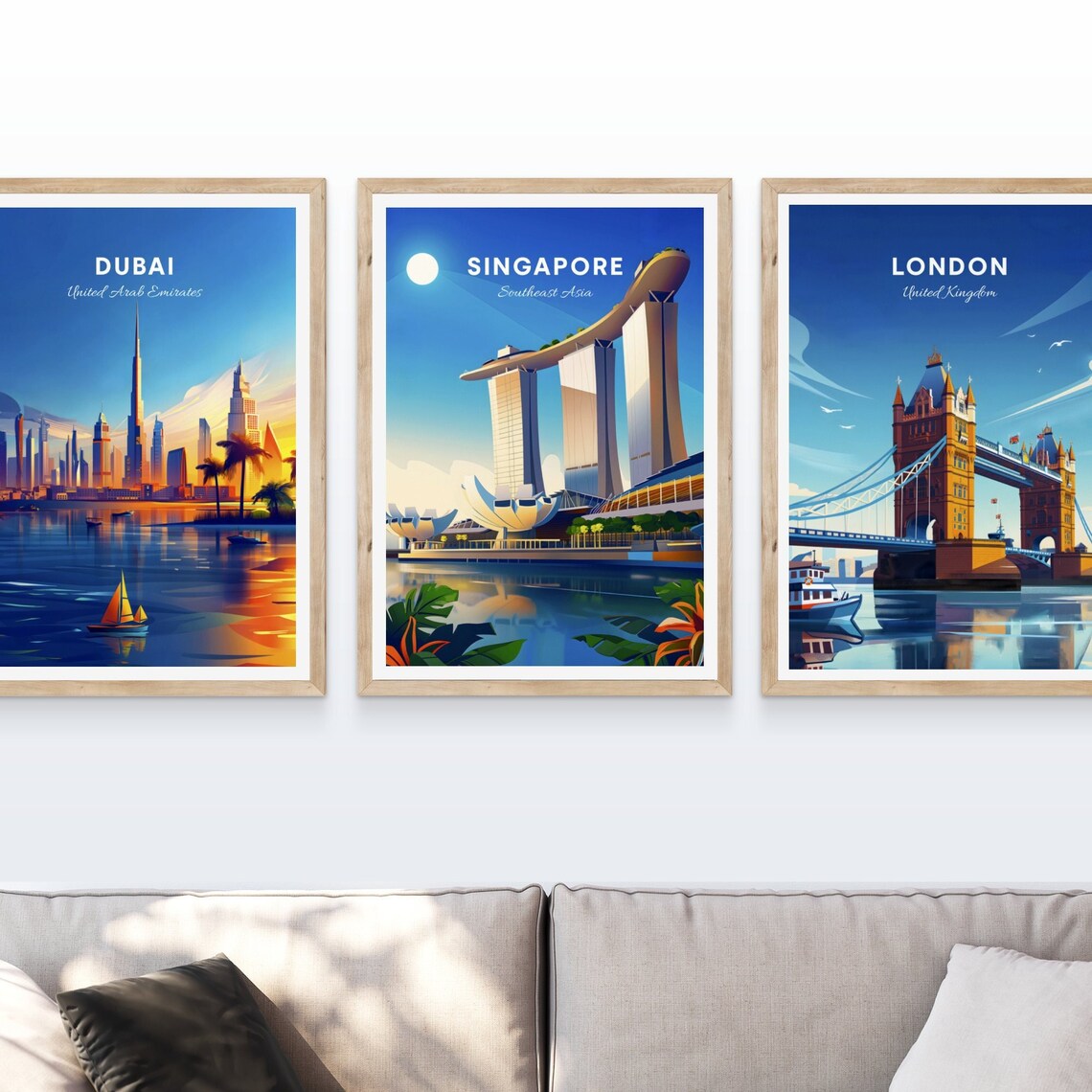 Singapore Marina Bay Sands Towers Skypark Bay Vintage Travel Poster - Image 4