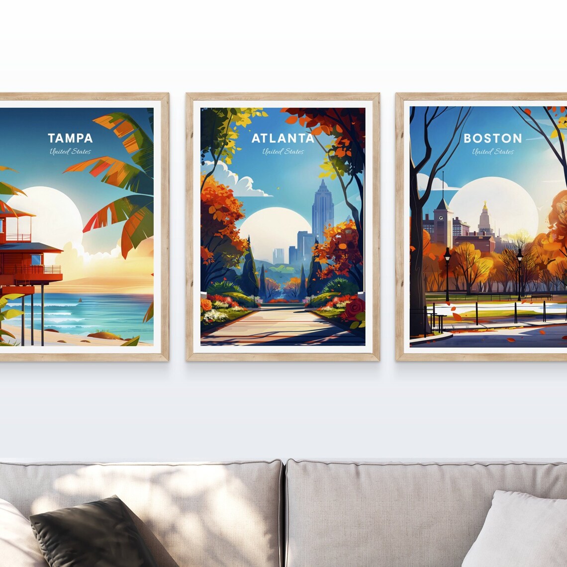 Atlanta Georgia Autumn Garden Skyline View Sunset Travel Poster - Image 4