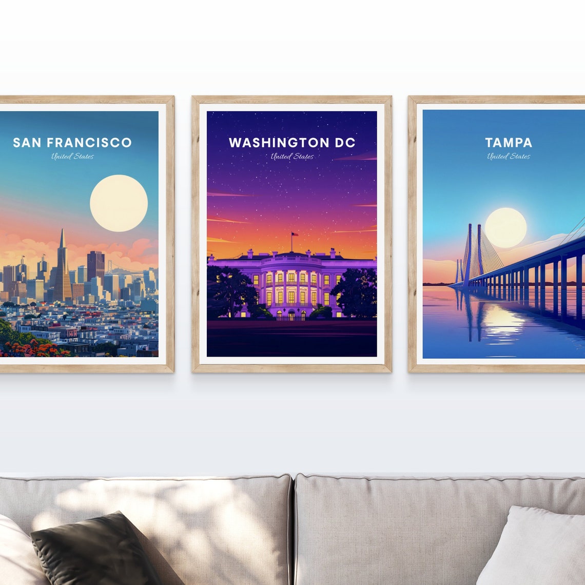 Washington DC White House Starry Dusk Sky Glowing Travel Poster - Image 4