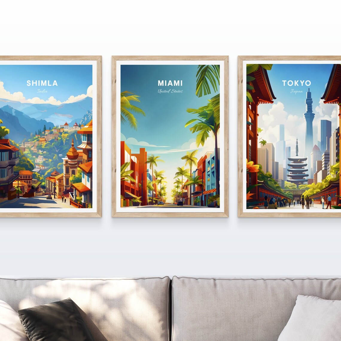 Miami Florida Palm Lined Avenue Colorful Buildings Travel Poster - Image 4
